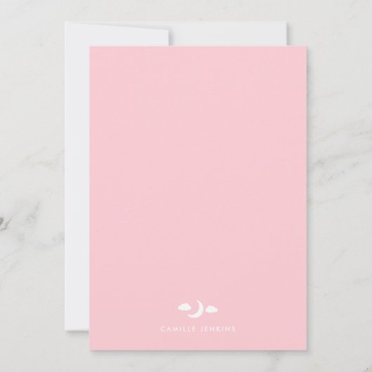 ピンクモダンガールベビーシャワー招待状 招待状 (裏面)