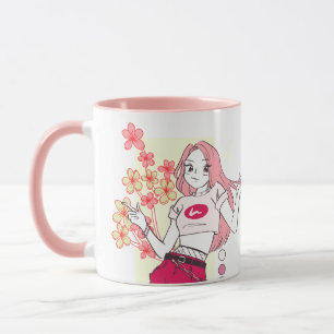 ピンクモダンガールボスコーヒーマグ マグカップ