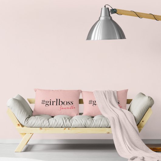 ピンクモダンガールボス&名前 |ギフ最高のガーリート アクセントクッション