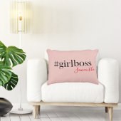 ピンクモダンガールボス&名前 |ギフ最高のガーリート アクセントクッション