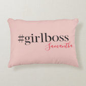 ピンクモダンガールボス&名前 |ギフ最高のガーリート アクセントクッション (正面)