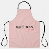 ピンクモダンガールボス&名前 |ギフ最高のガーリート エプロン (正面)
