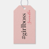 ピンクモダンガールボス&名前 |ギフ最高のガーリート ギフトタグ (正面)