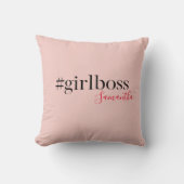 ピンクモダンガールボス&名前 |ギフ最高のガーリート クッション (正面)