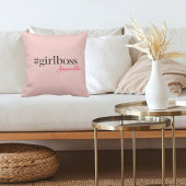 ピンクモダンガールボス&名前 |ギフ最高のガーリート クッション