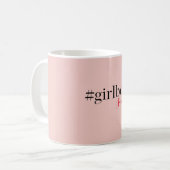 ピンクモダンガールボス&名前 |ギフ最高のガーリート コーヒーマグカップ (正面左)