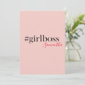 ピンクモダンガールボス&名前 |ギフ最高のガーリート シーズンカード (スタンド正面)