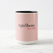 ピンクモダンガールボス&名前 |ギフ最高のガーリート ツートーンマグカップ (中央)