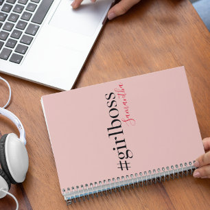 ピンクモダンガールボス&名前 ギフ最高のガーリート ノートブック