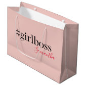 ピンクモダンガールボス&名前 |ギフ最高のガーリート ラージペーパーバッグ (正面アングル)