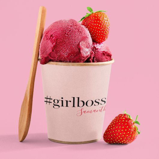 ピンクモダンガールボス&名前 |ギフ最高のガーリート 紙コップ