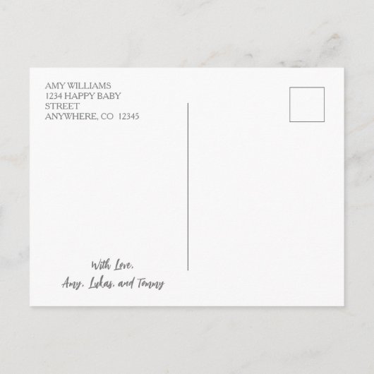 ピンクモダンガール生誕発表葉書 案内ポストカード (裏面)