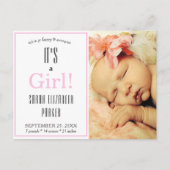 ピンクモダンガール生誕発表葉書 案内ポストカード (正面)