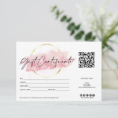 ピンクモダンギフトカード証明書ロゴQRコード (スタンド正面)