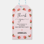 ピンクモダンギンガムベリースウィート1st誕生日 ギフトタグ (正面)