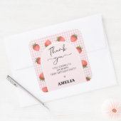 ピンクモダンギンガムベリースウィート1st誕生日 スクエアシール (封筒)