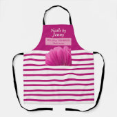 ピンクモダンクエレガントホワイトフローラネイルサロン エプロン (正面)