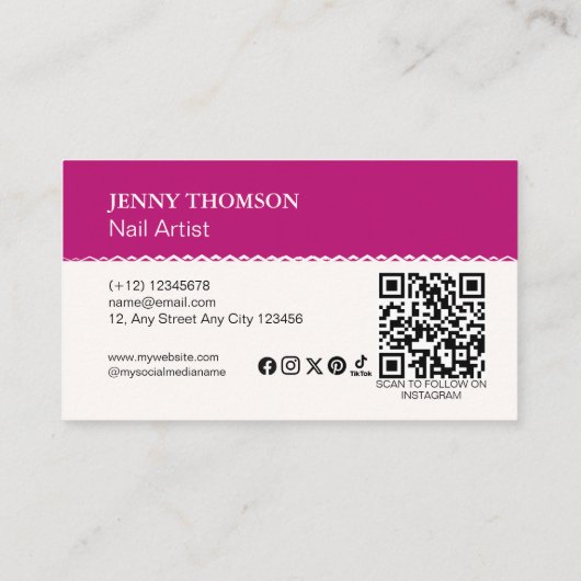 ピンクモダンクエレガントホワイトフローラネイルサロン 名刺 (裏面)