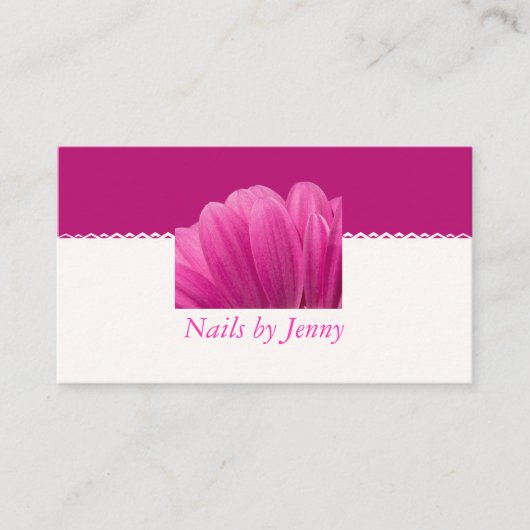 ピンクモダンクエレガントホワイトフローラネイルサロン 名刺 (正面)