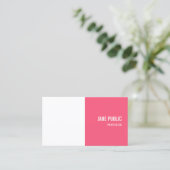 ピンクモダンクエレガントホワイトミニマルテンプレート 名刺 (スタンド正面)