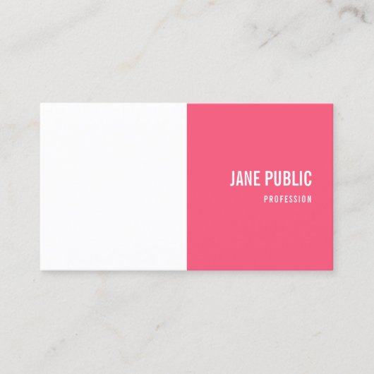 ピンクモダンクエレガントホワイトミニマルテンプレート 名刺 (正面)