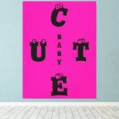 ピンクモダンクエレガントロ黒デザインかわいいベビー キャンバスプリント (インサイチュ (ウッドフロア))