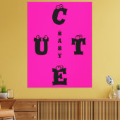 ピンクモダンクエレガントロ黒デザインかわいいベビー キャンバスプリント (インサイチュ (リビング))