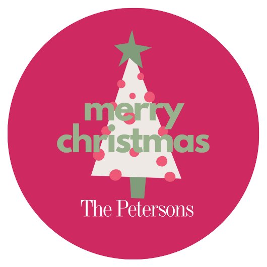 ピンクモダンクカラフルスクリスマクラシックステッカー ラウンドシール