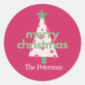 ピンクモダンクカラフルスクリスマクラシックステッカー ラウンドシール (正面)