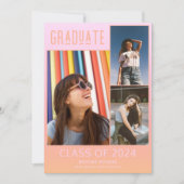 ピンクモダンクガーリーガール高校卒業 案内状 (正面)