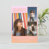 ピンクモダンクガーリーガール高校卒業 案内状 (スタンド正面)