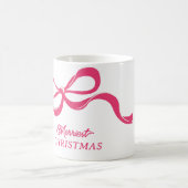 ピンクモダンククラシックリスマス弓 コーヒーマグカップ (中央)