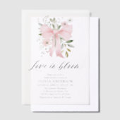 ピンクモダンクボウフローララブ開花ブライダルシャワー ベラム紙招待状 (オフセット)
