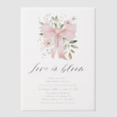 ピンクモダンクボウフローララブ開花ブライダルシャワー ベラム紙招待状 (正面)