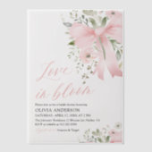 ピンクモダンクボウフローララブ開花ブライダルシャワー ベラム紙招待状 (正面)