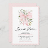 ピンクモダンクボウフローララブ開花ブライダルシャワー 招待状 (正面/裏面)