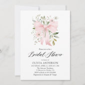 ピンクモダンクボウフローララブ開花ブライダルシャワー 招待状 (正面)