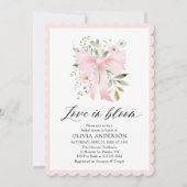 ピンクモダンクボウフローララブ開花ブライダルシャワー 招待状 (正面)