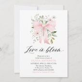 ピンクモダンクボウフローララブ開花ブライダルシャワー 招待状 (正面)