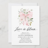 ピンクモダンクボウフローララブ開花ブライダルシャワー 招待状 (正面)