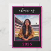 ピンクモダンクミニマルスクリプト卒業パーティー 招待状 (裏面)