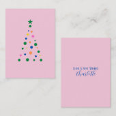ピンクモダンクリスマスツリーカスタムバックバジェット ノートカード (正面/裏面)