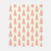 ピンクモダンクリスマスツリーフリースアイボリー毛布 フリースブランケット (正面)