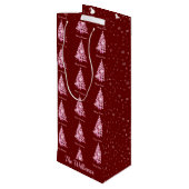 ピンクモダンクリスマスツリー名前をカスタムする赤 ワインギフトバッグ (裏面アングル)
