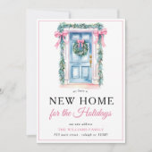 ピンクモダンクリスマスドアニューホームホリデームービング 案内状 (正面)