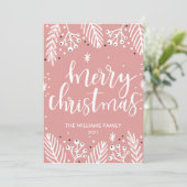 ピンクモダンクリスマスホリデーカード シーズンカード (スタンド正面)