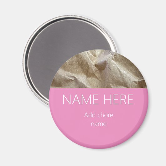 ピンクモダンクリンクル紙名チョーマグネット マグネット (正面/裏面)