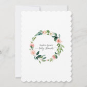 ピンクモダンクリームフローラ書道ベビーシャワー 招待状 (裏面)