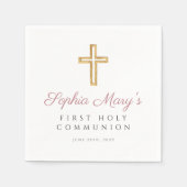 ピンクモダンクロスガールファースト聖餐式 スタンダードカクテルナプキン (正面)