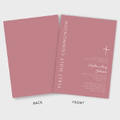 ピンクモダンクロスガールファースト聖餐式 招待状